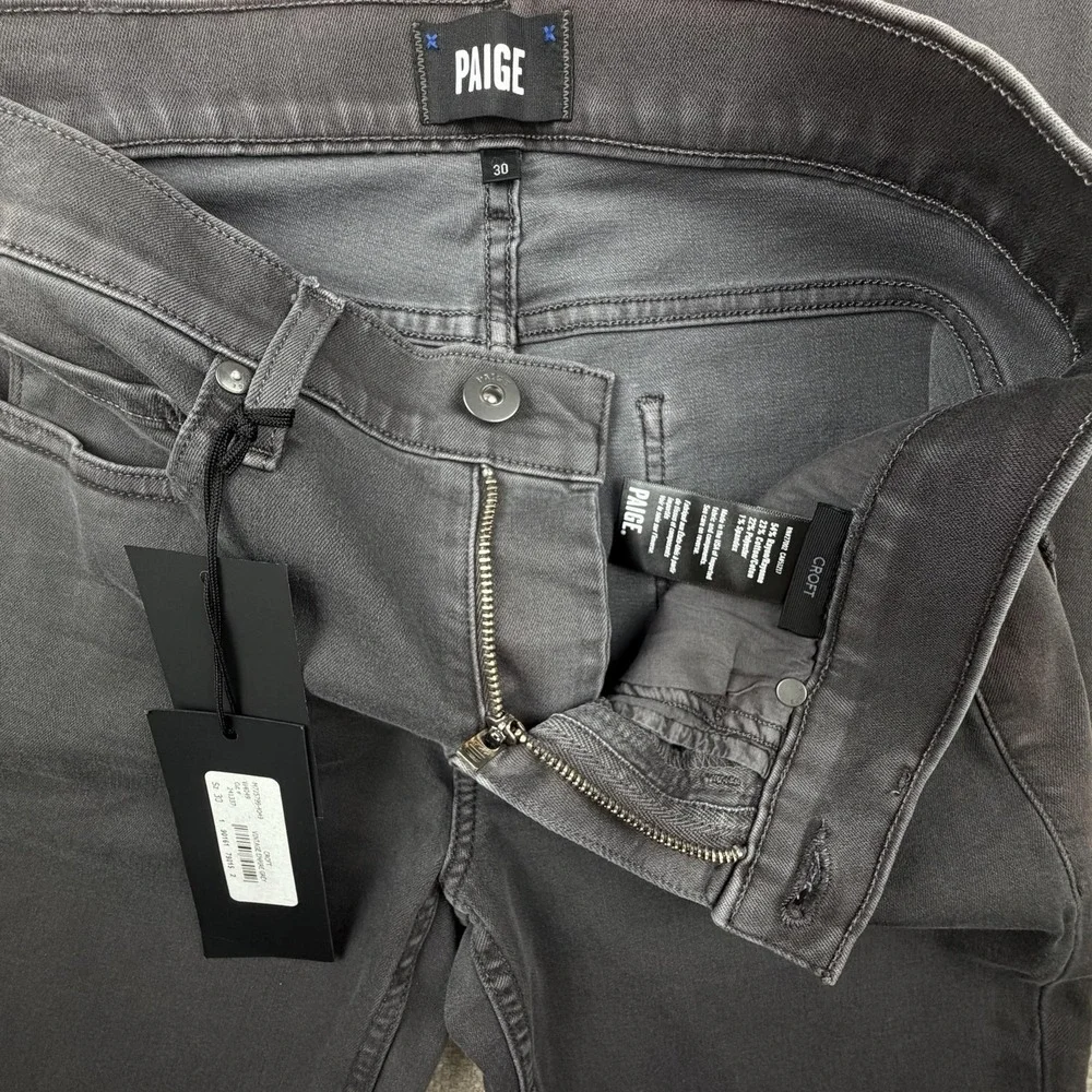 Paige Croft Jeans Mens 30x32 Gray Skinny Transcend Stretch Denim Icon USA Flaw